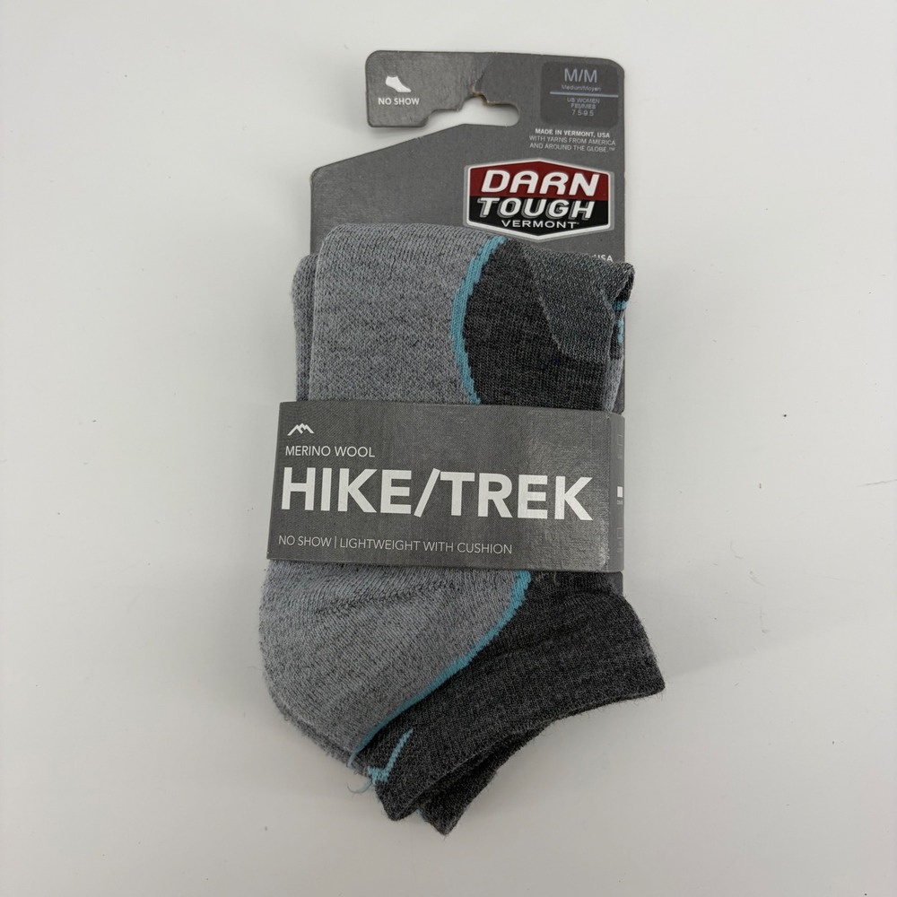Darn Tough Women Hike Trek Merino Wool No Show Socks Slate Grey Medium 1986